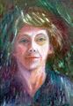 Kuvassa maalaus jossa vaaleatukkaisen vanhan naisen profiili