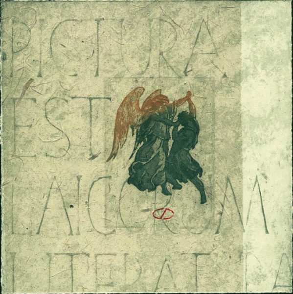 Tiedosto:599px-Pictura est laicorum literatura 1996. viivasyövytys, akvatinta, chine collé. 30x30cm..jpg