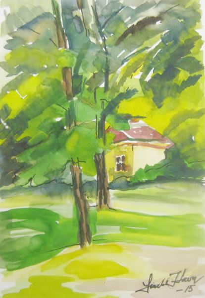 Tiedosto:Sinikka Kava Metsamokki akvarelli.JPG