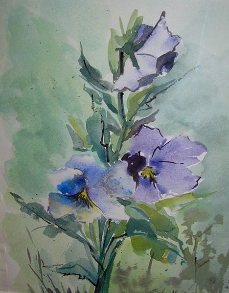 Tiedosto:Eila Lehtinen, Orvokki, akvarelli.jpg