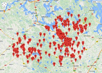 Google Maps : Häme-Wikin artikkelit kartalla