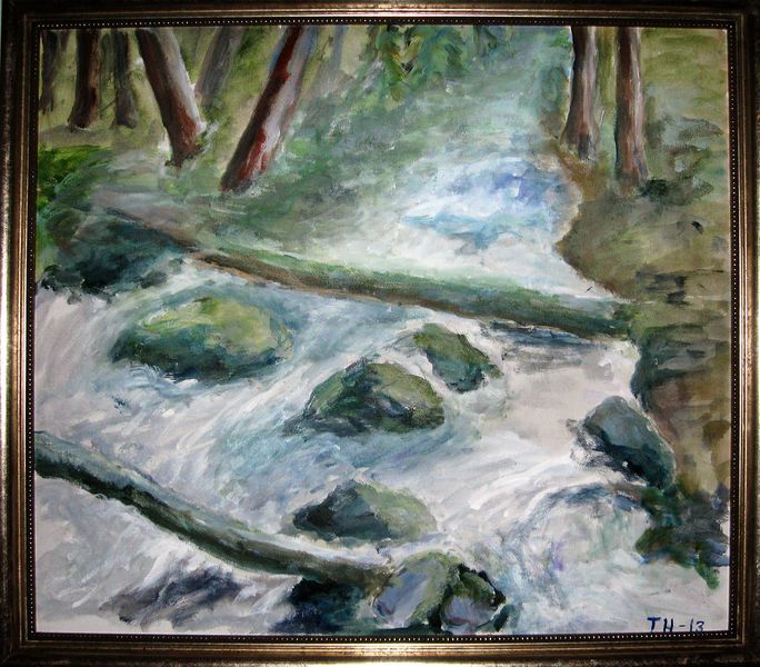 Tiedosto:23Tuulikki Hiilesmaa, Metsapuro, akryyli.jpg